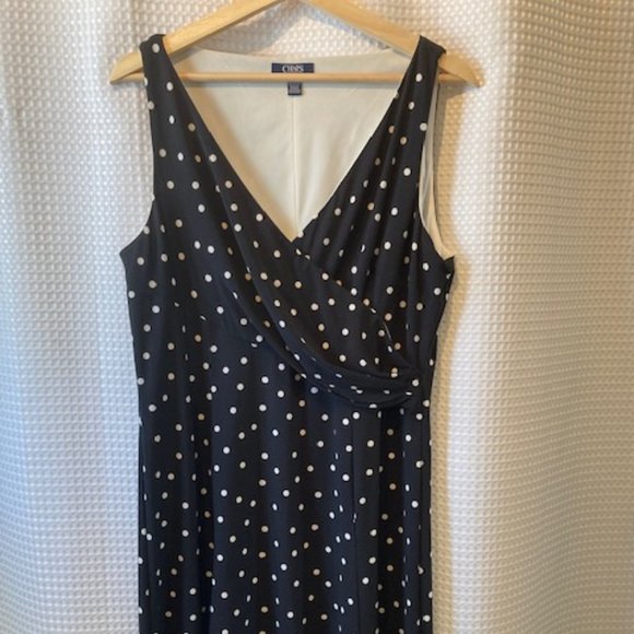 Chaps Dress - Black with White Polka dots - Picture 1 of 4